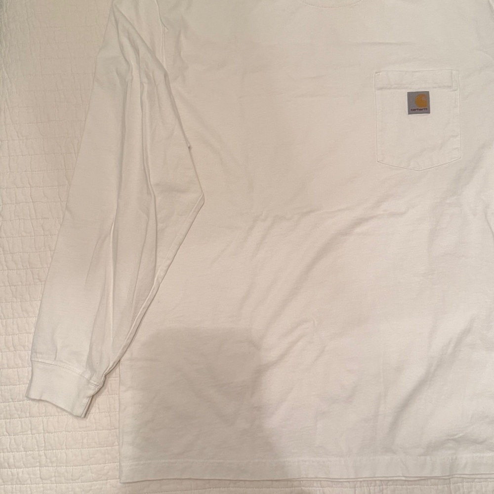 Carhartt Modern Western Minimalist Cabincore White Long Sleeve Shirt Size Large - Picture 11 of 14